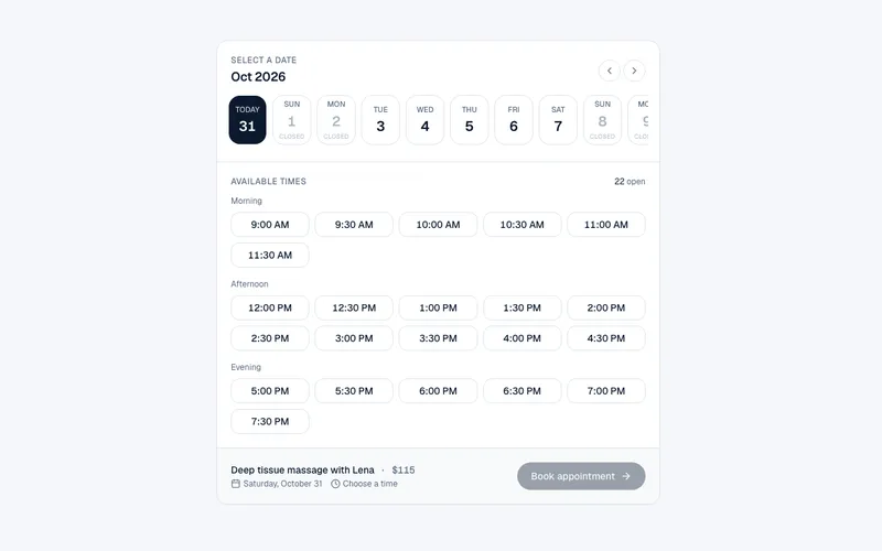 Booking slots preview