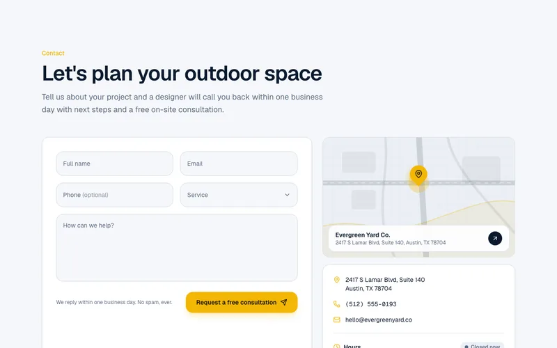 Contact section preview