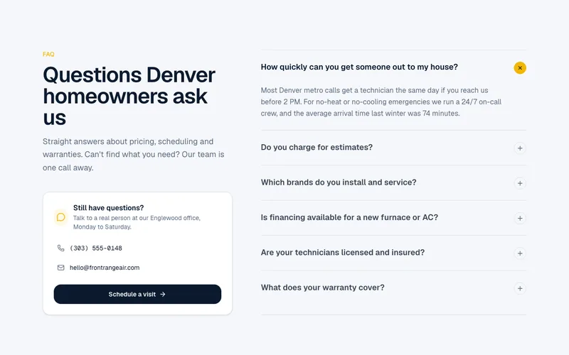 FAQ section preview