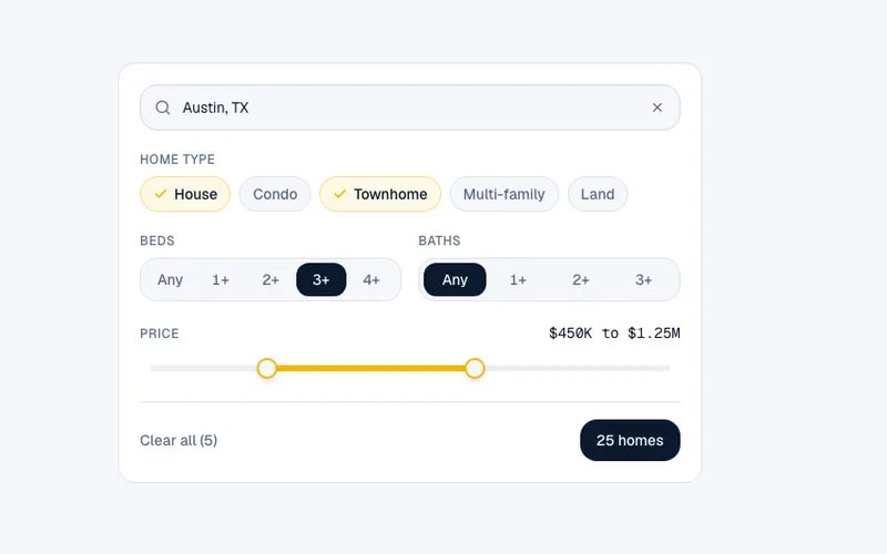 Listing filters preview