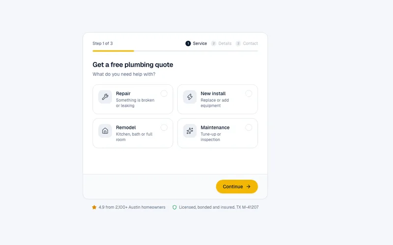 Multi-step lead form preview