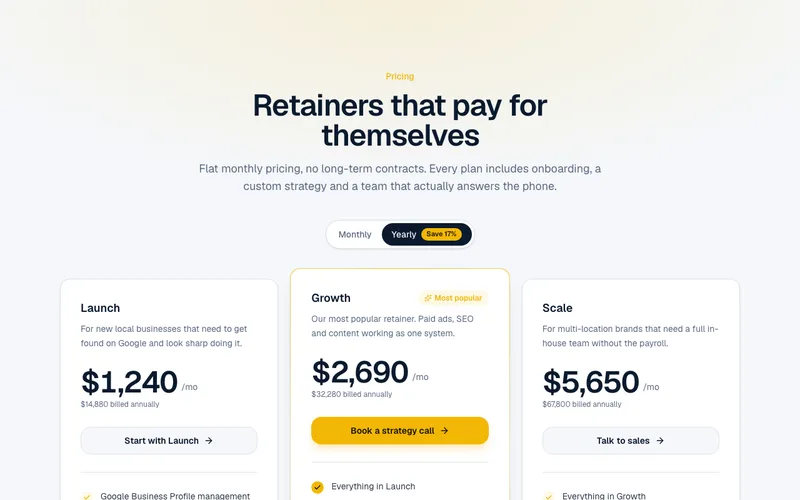 Pricing section preview