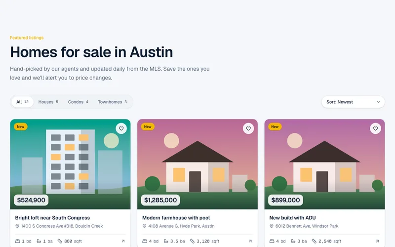Property listing grid preview